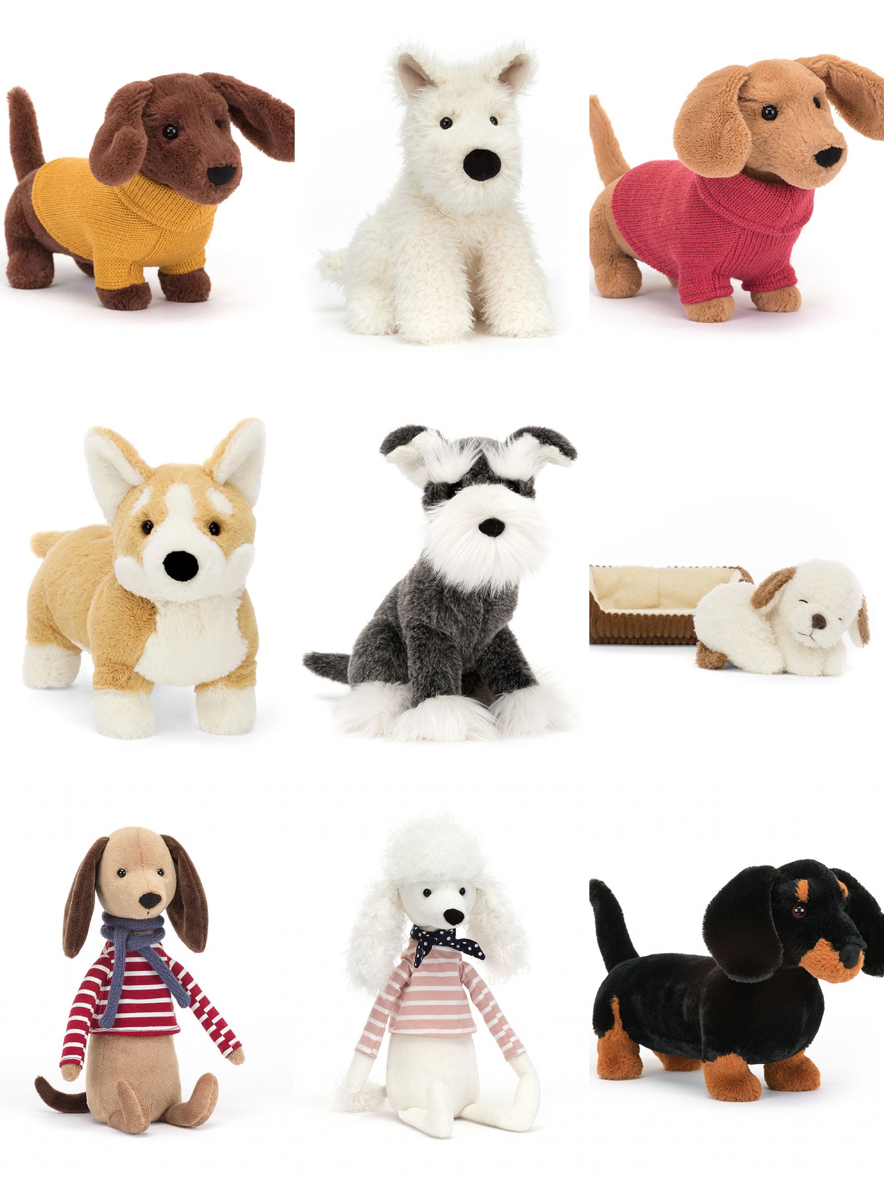 [Ready Stock] Jellycat Betty Lawrence Schnauzer, Munro Scottie Dog, Napping nipper dog
