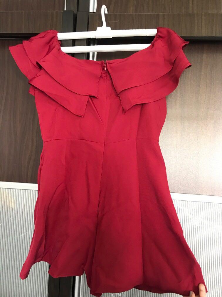 red ruffle romper