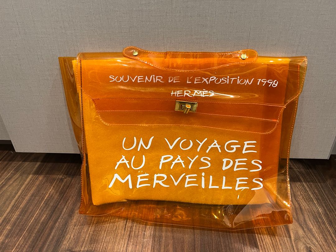 Hermes Kelly Clear Transparent PVC Vinyl Souvenir Travel Top Handle Tote Bag