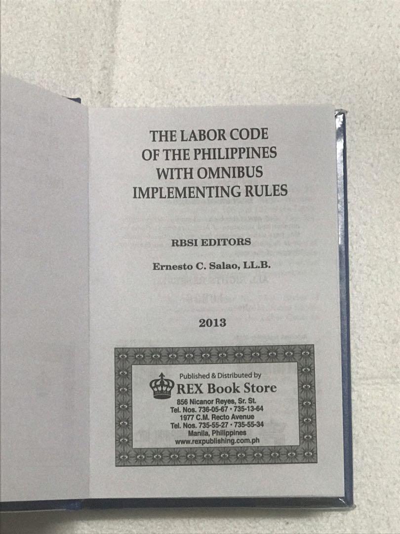 Rex Labor Code 2013 (Law books) (Category: Textbooks) located in Quezon City. Submitted by newfire_9b251b (Listing ID 1173485870, Image 3). Description: Rex Labor Code 2013 No markings W/plastic cover Shipping c/o Buyer ❤️ 1 purchase = 1 freebie ❤️ 2 purchases = 2 freebies ❤️ 3 purchases = 3 freebies 👍 you may choose what freebie/s you like from my listing .