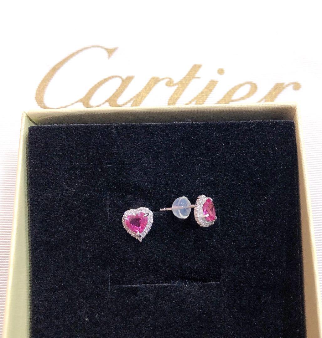 Ruby earrings (Category: Other Accessories) located in Singapore. Submitted by jpluxury (Listing ID 1173543425, Image 2). Description: 18K gold heart shaped Ruby earrings. One is 0.46 carat ruby and the other one is 0.47 carat ruby. Both earrings are surrounded by 0.06 carat of diamonds. Import from Japan..