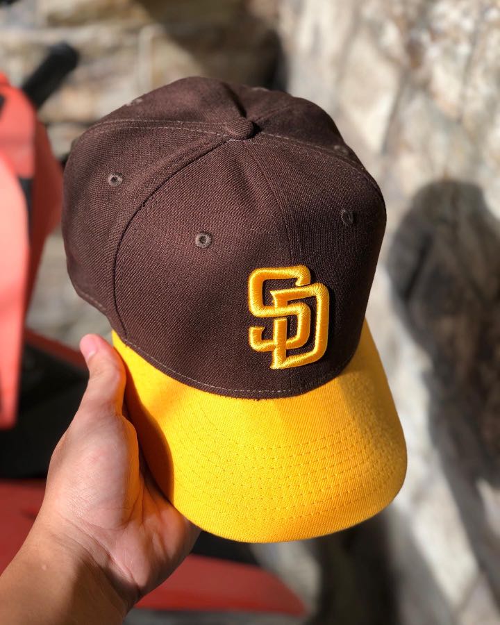 San Diego Padres Hat Cap Strapback Brown Yellow Adjustable Embroidered  Baseball