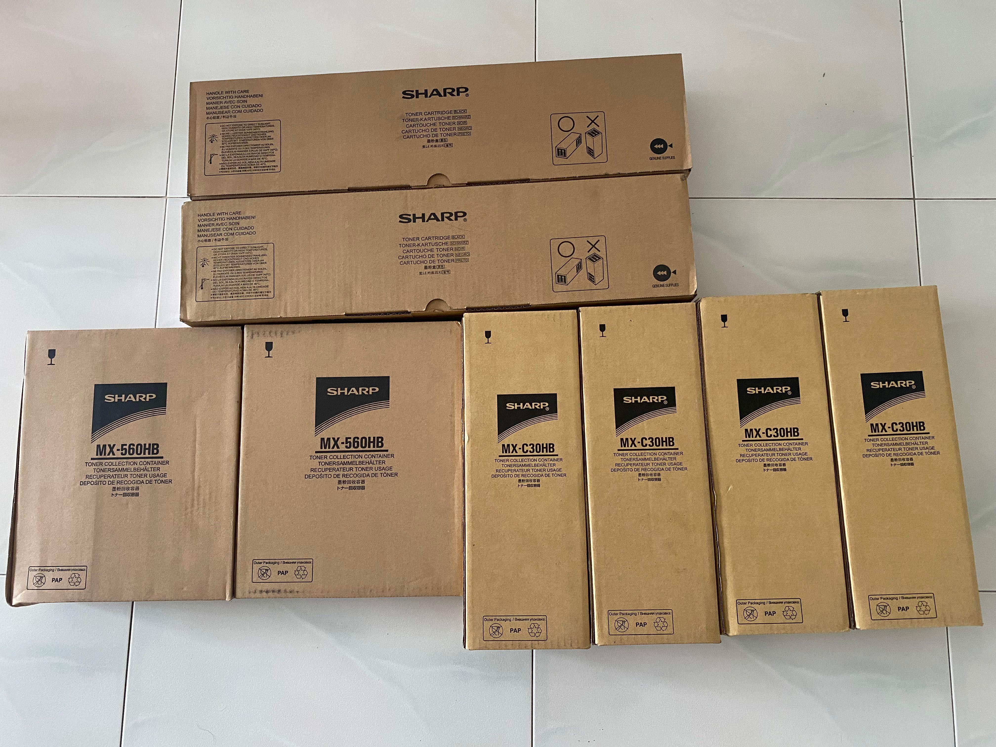 SHARP printer accessories (Category: Printers, Scanners & Copiers) located in Singapore. Submitted by ucantseemebro (Listing ID 1173404220, Image 1). Description: SHARP printing accessories MX-CH30HB Toner Collection Container - $50 per box (Qty left: 4) MX-560AT Toner Cartridge -$50 per box (Qty left: 2) MX-560HB Toner Collection Container -$150 per box (Qty left: 2) Special promotion: Whole set $500 (U.P $600) !! 👍🫰 .