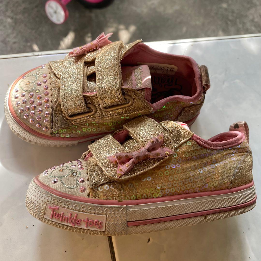Gold skechers twinkle toes best sale