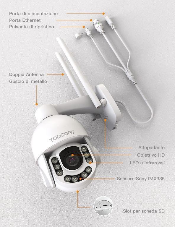 TOPCONY TY20 Mini High Speed Dome Camera, Outdoor Wi-Fi Camera, 5MP PTZ ...