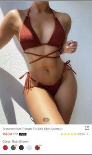Triangle Tie-Side Bikini with Long Strings (textured)