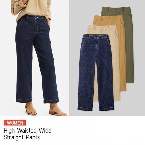 Uniqlo high waisted wide straight pants online