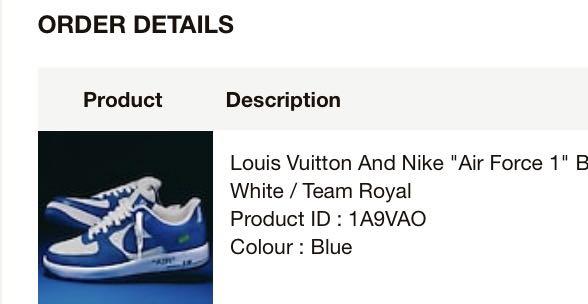 Nike Air Force 1 Low by Virgil Abloh x Louis Vuitton LV BlueWhite 1A9VAO US 8½