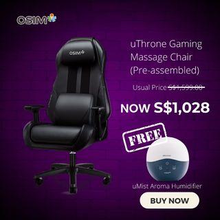 OSIM uThrone Gaming Massage Chair (Pre-Assembled) + FREE uMist Aroma Humidifier