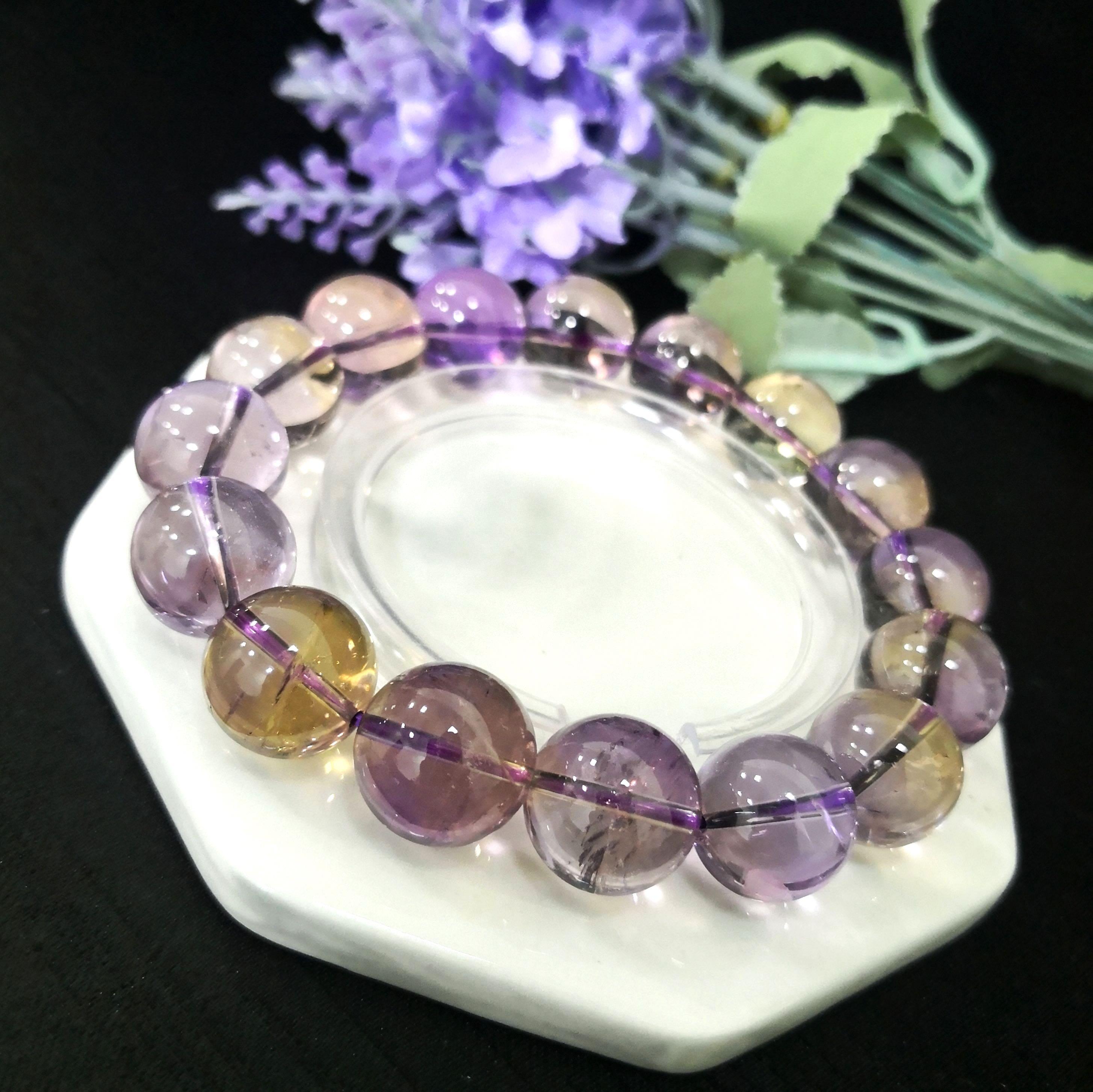 Genuine Natural Ametrine Purple Crystal Beads Bracelet 13.5-14mm | eBay