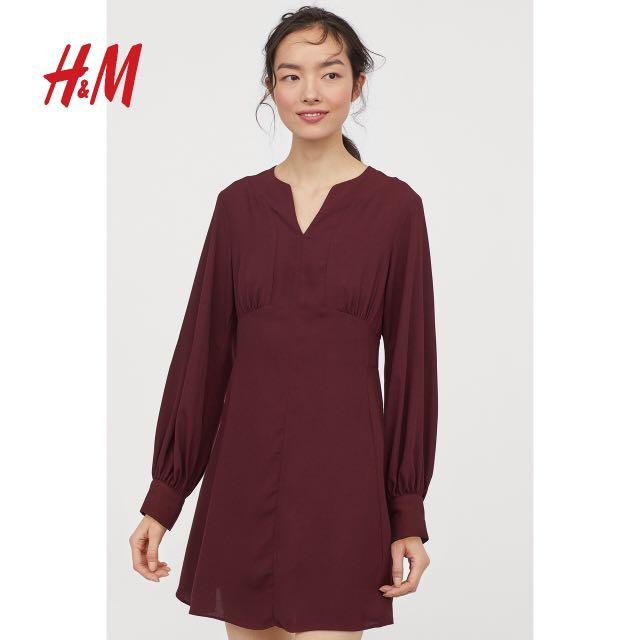 h&m red chiffon dress Girls - Red Short Chiffon Dress Round Neckline Short Sleeve Size: 2T (1 -2Y)