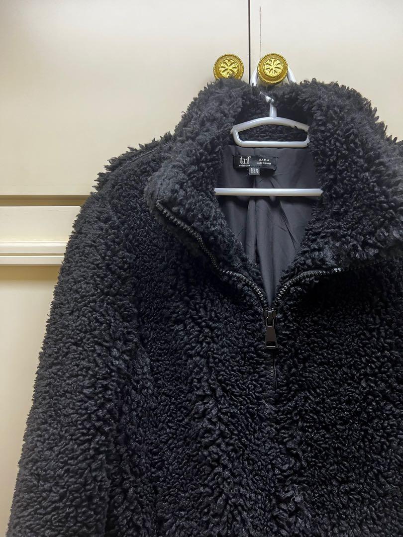 Zara black teddy hot sale jacket