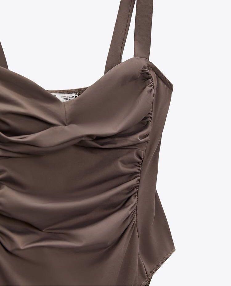 Zara draped bodysuit, Women's Fashion, Tops, Others Tops on Carousell