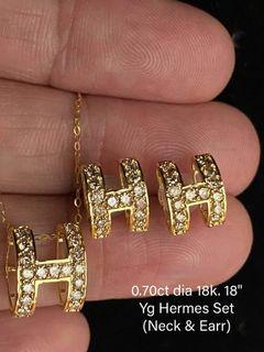 0.70 Carat Natural Diamond in 18K YG/WG Hermes Set (Necklace and Earring)