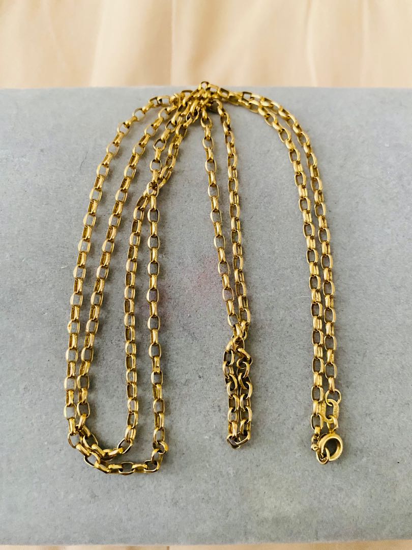 14k Italian gold tauco chain necklace 30 inches long, Women's Fashion ...