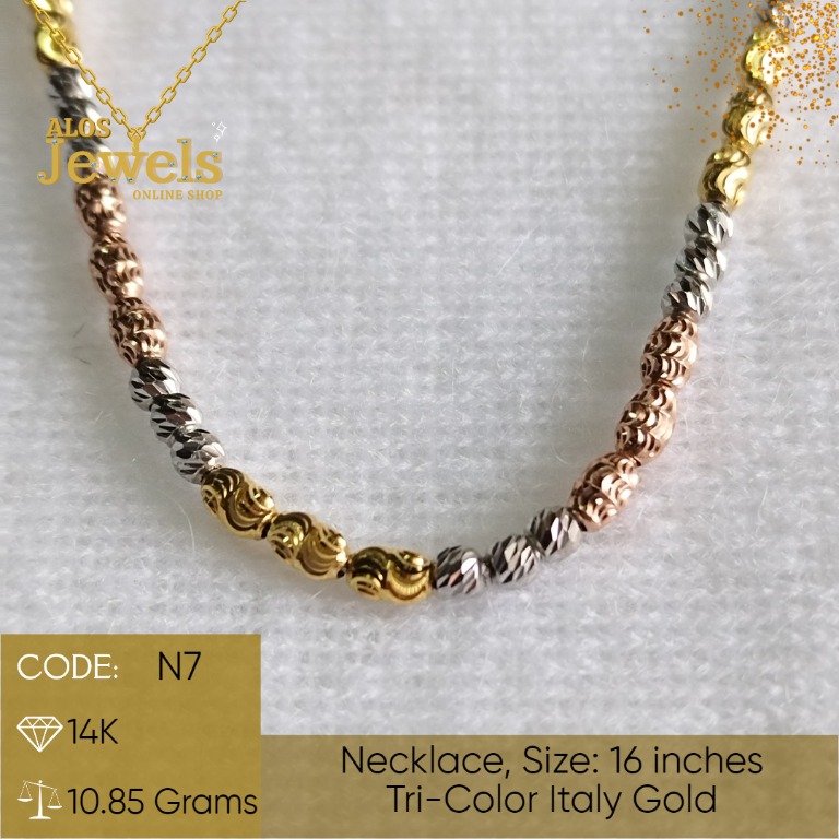Tri color shop 14k gold chain