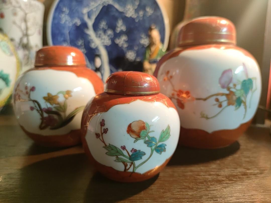 瓷器1960年代中國景德鎮描金珊瑚紅開窗花鳥茶罐印花六邊形款, 興趣及