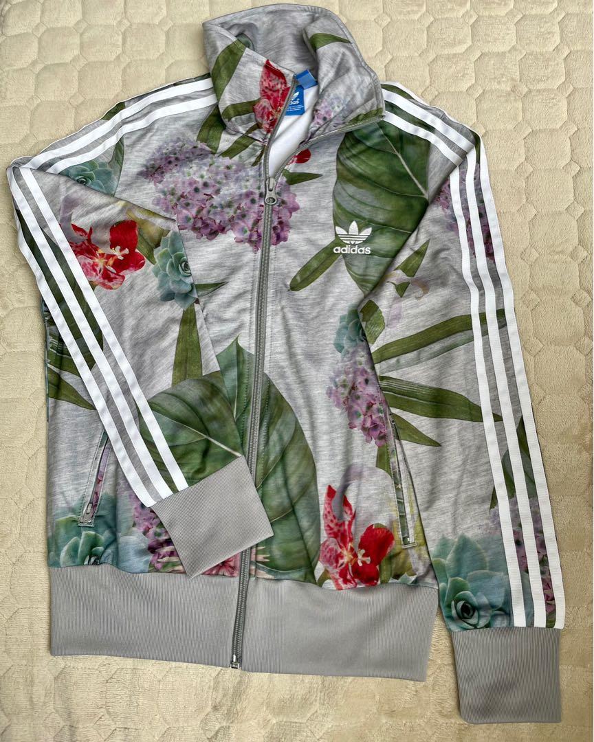 Adidas grey floral best sale jacket