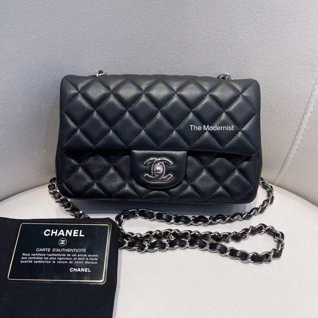 Authentic Chanel Mini Flap Bag Black Quilted Lambskin Silver Hardware,  Luxury, Bags & Wallets on Carousell