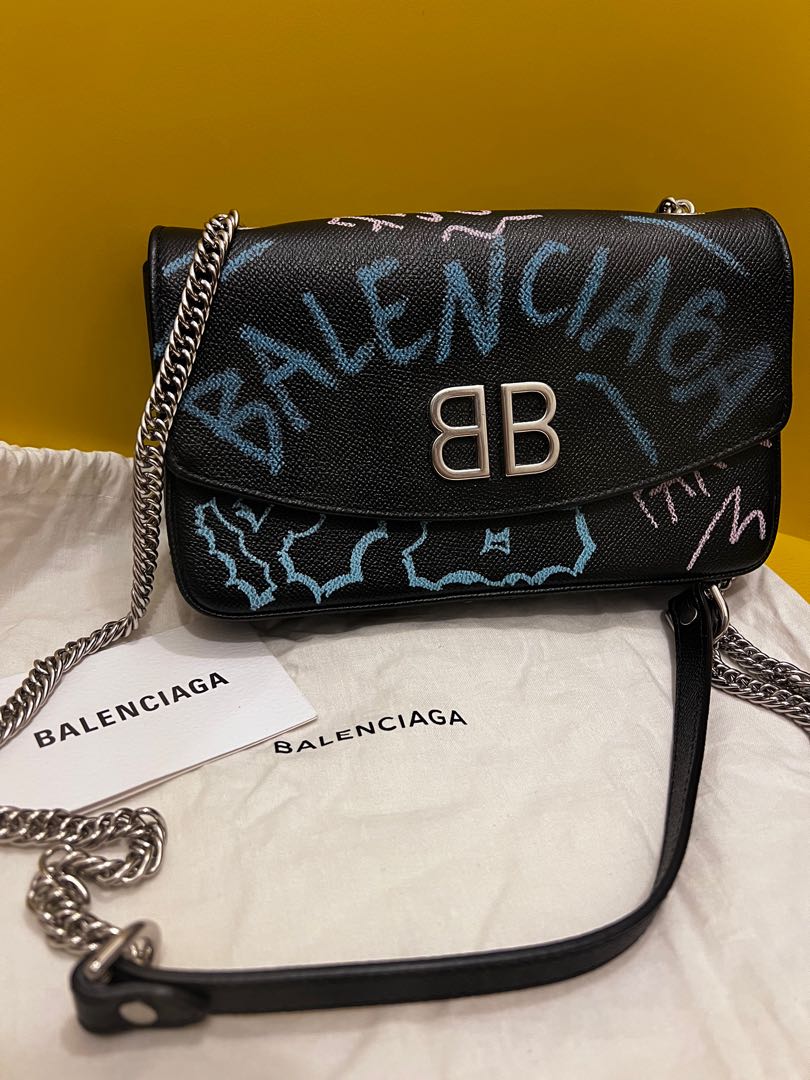 Balenciaga BB Graffiti Chain Wallet Leather Small - ShopStyle