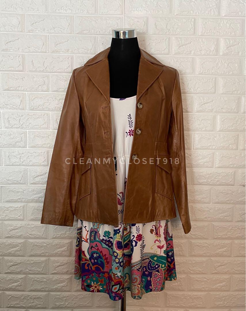 Banana Republic Brown Leather Jacket, Women's Fashion, Coats, Jackets