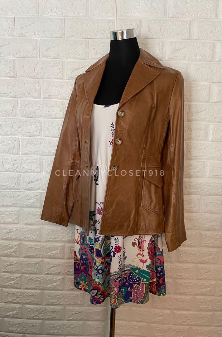 Banana Republic Brown Leather Jacket, Women's Fashion, Coats, Jackets