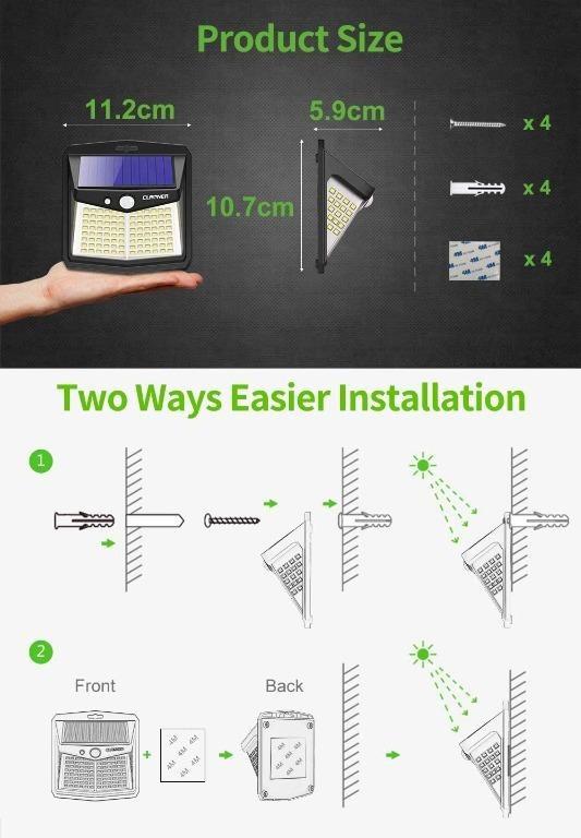 C2439] Solar Lights Outdoor, Claoner 128 LED Solar Motion Sensor Security  Lights with Lighting Modes