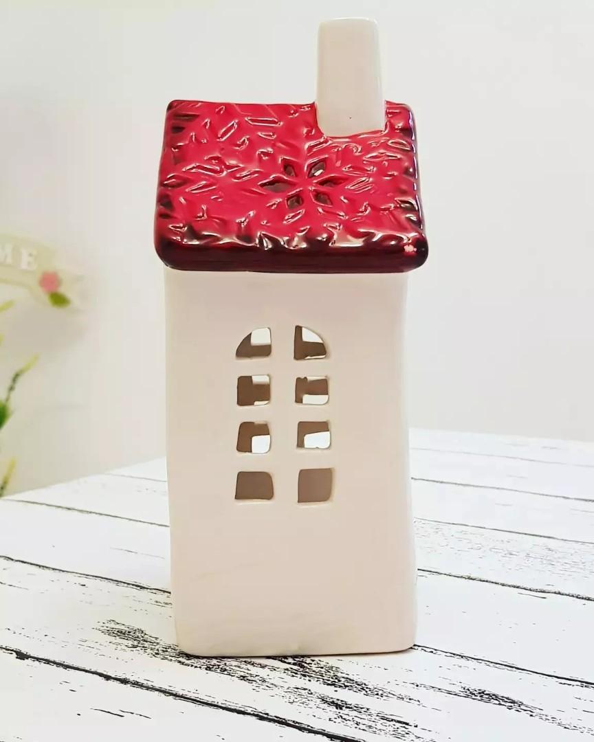 Ceramic tea light candle holder house shaped, Furniture & Home Living