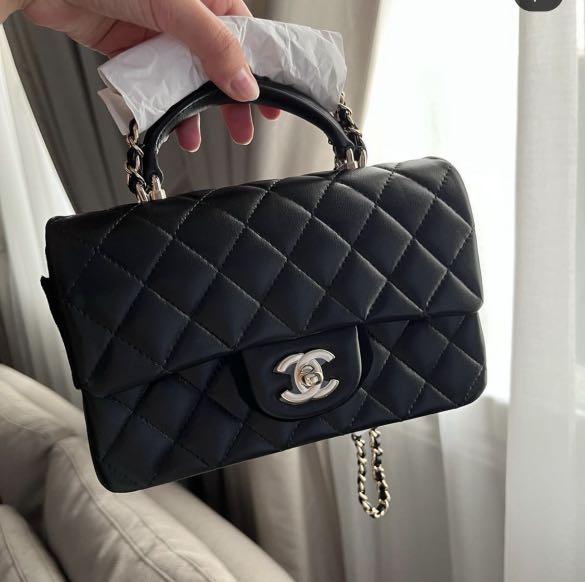 Chanel 22A Black Top Handle Mini Bag, Luxury, Bags & Wallets on Carousell