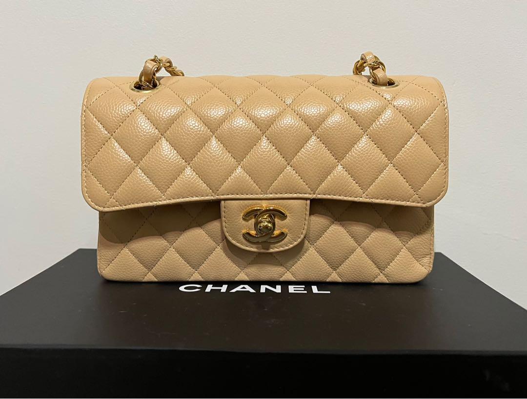 Chanel Classic Flap Bag Small Beige, Luxury, Bags & Wallets on Carousell