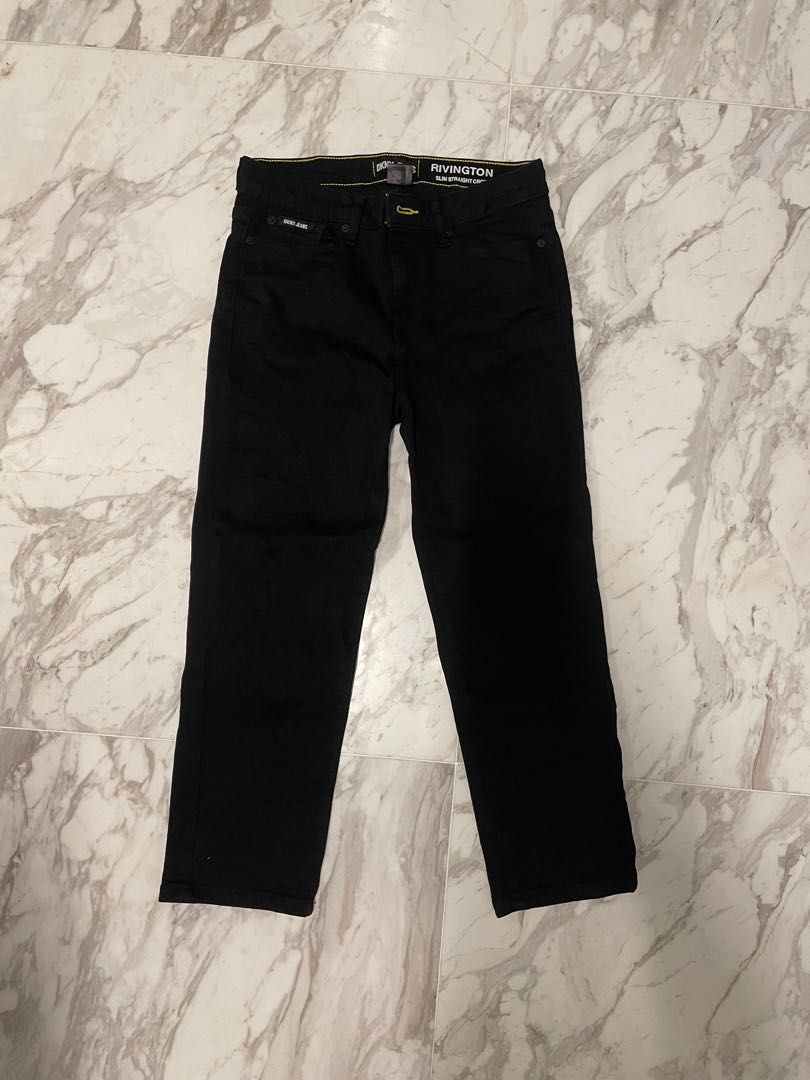 DKNY Rivington Straight Slim Crop Black Jeans, Women's Fashion, Bottoms ...
