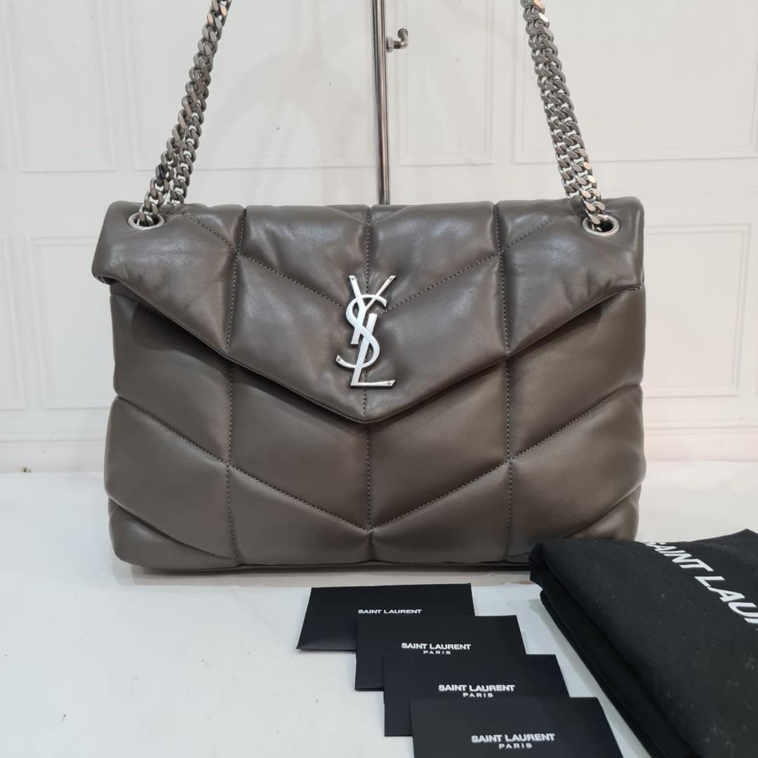 Fast Sale Last 1pcs Reprice, New, YSL Loulou Puffer Medium Bag Etoupe,  sz 33 x 12 x 26 cm, With card, booklet and dustbag, •Nett, •Exclude ongkir 