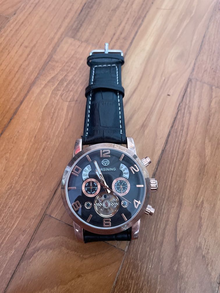 Forsining A165 Tourbillion Fashion Wave Black Golden Men s