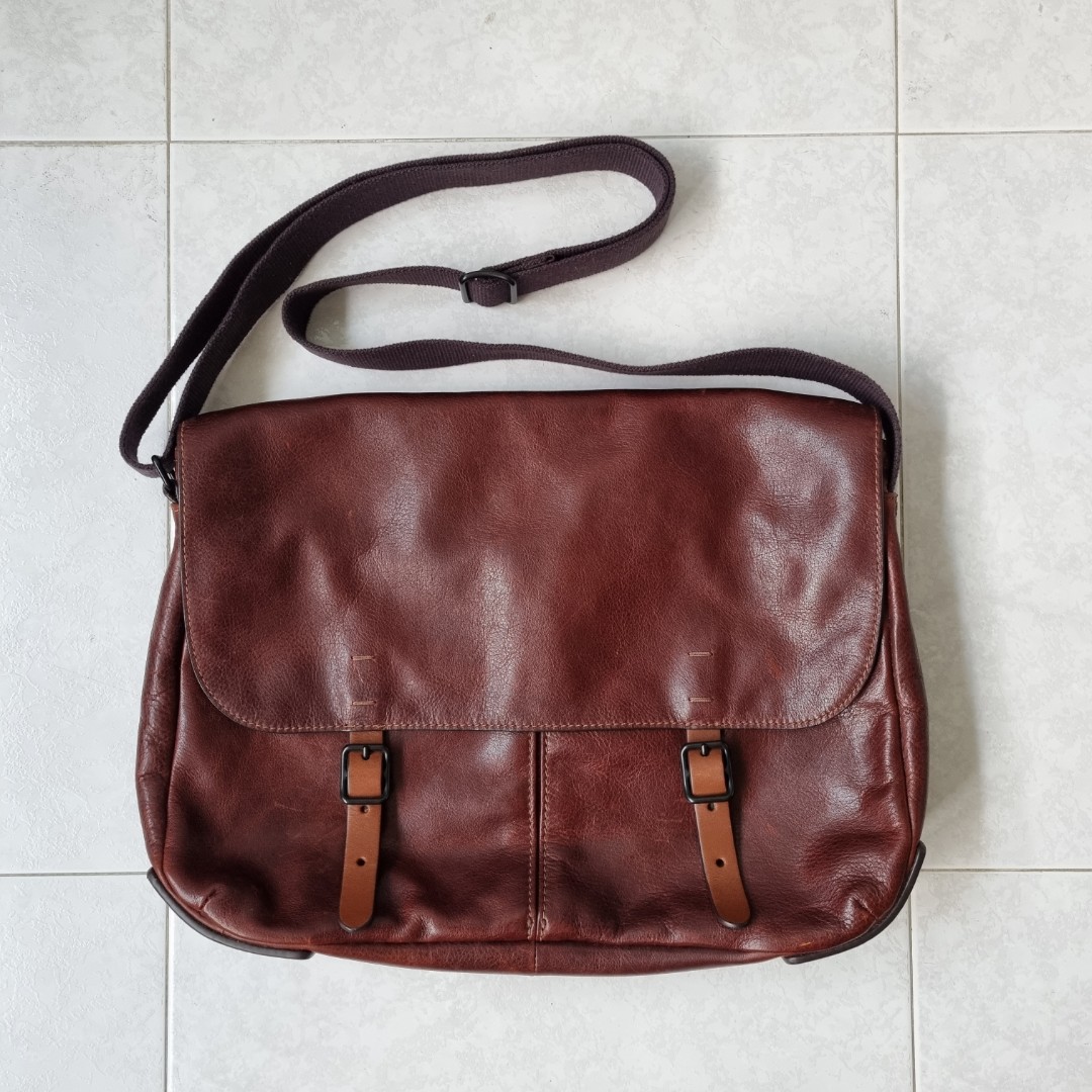 Fossil Brown Leather Messenger Bag, Men's Fashion, Bags, Sling Bags on