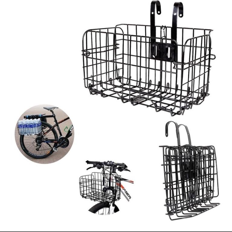 Front Rear Bike Mount Folding Basket Rust Proof Wire Mesh Bicycle