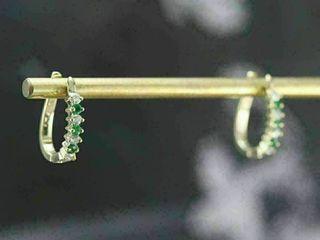 Green Emerald Huggies hoop earrings