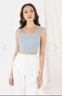 HAYLEY MESH OVERLAY CROP TOP (SERENE BLUE)