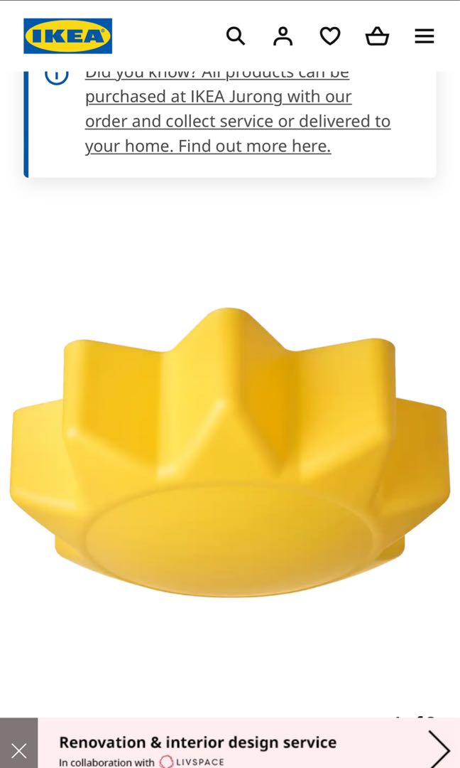 IKEA Ceiling lamp, yellow sun, Furniture & Home Living, Lighting & Fans