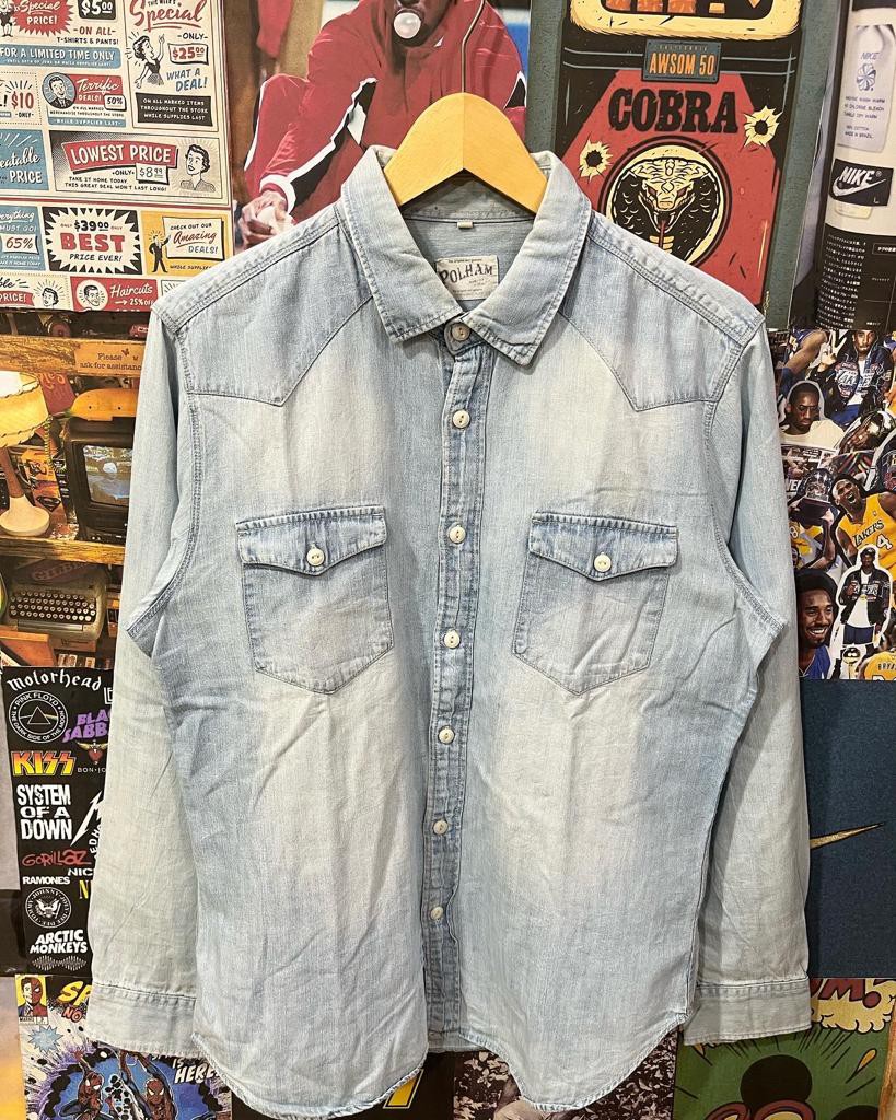 Kemeja Jeans Polham, Fesyen Wanita 