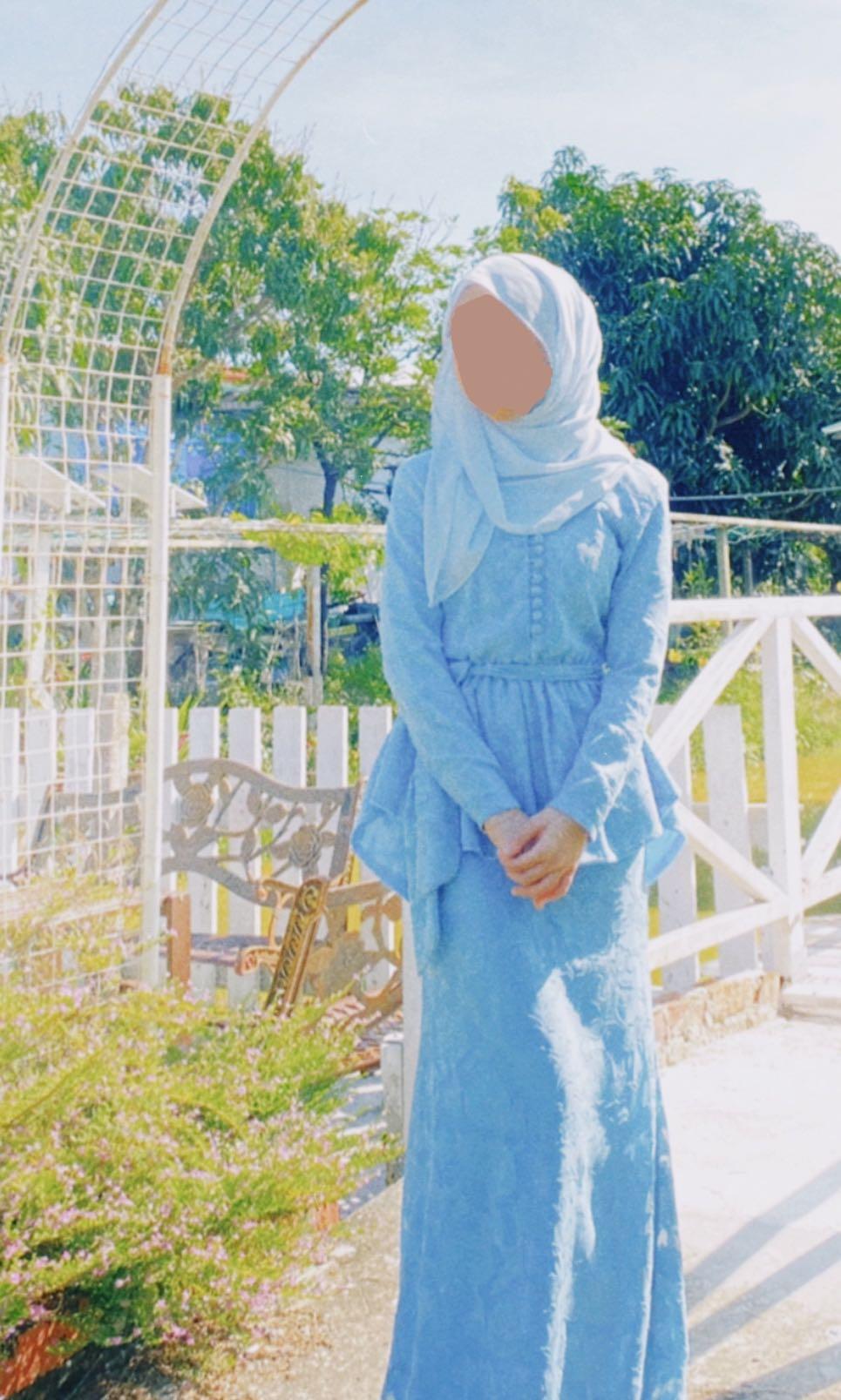 Lily Petuna Lily Lollins Blue Kurung Peplum + Free shawl, Women's