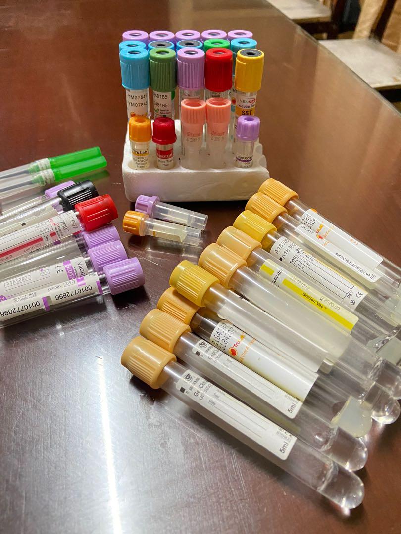 Medical Technology Student Practice Tubes All-in (Category: Medical Supplies & Tools) located in Manila. Submitted by futuremd_ (Listing ID 1170177291, Image 2). Description: Medical technology student PRACTICE TUBES only take all for P300 Blue top - 5pcs Yellow top - 15pcs Red top - 2pcs Green top - 2 pcs Lavender top - 12pcs Black top - 1pc Microtainer tubes - 5pcs (2 lavender, 2 yellow, 1 red) .