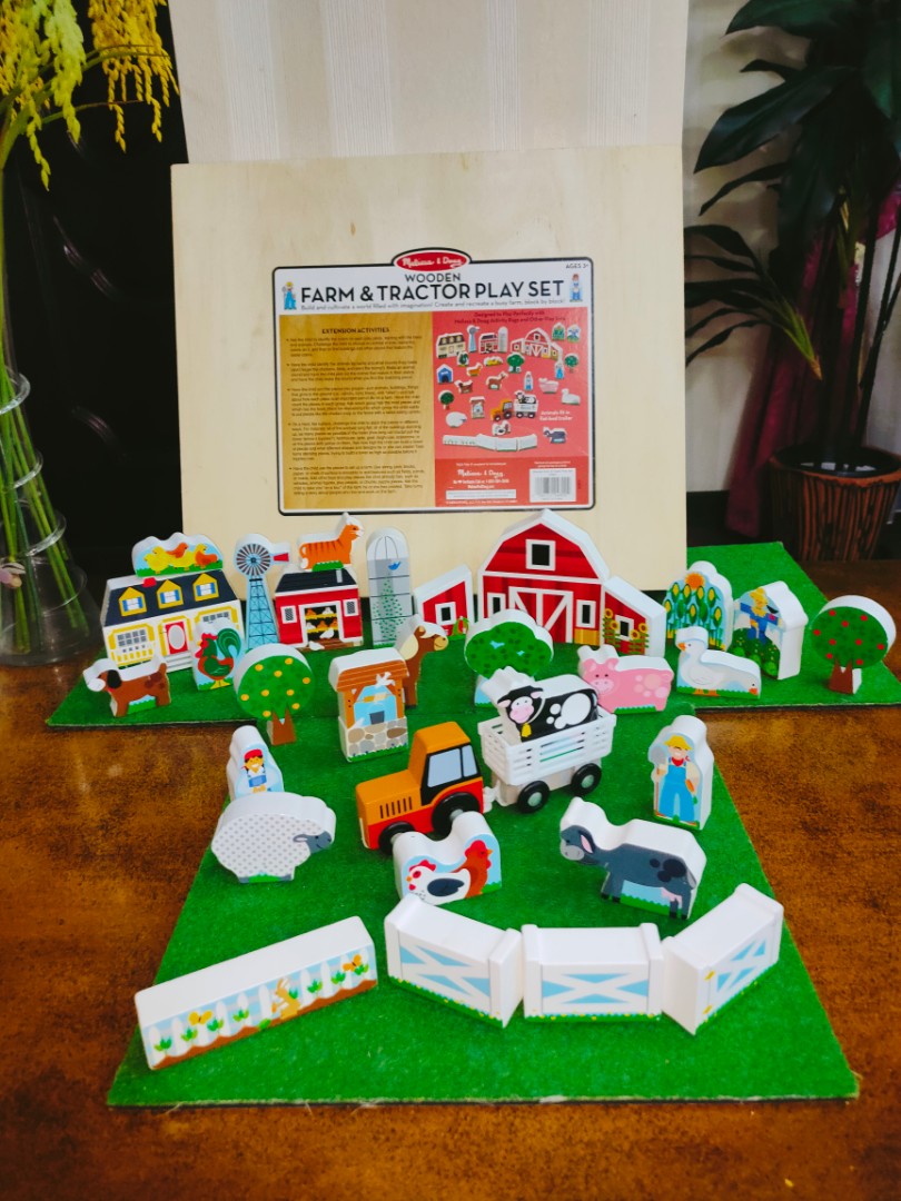 Melissa Doug Wooden Farm Tractor set
