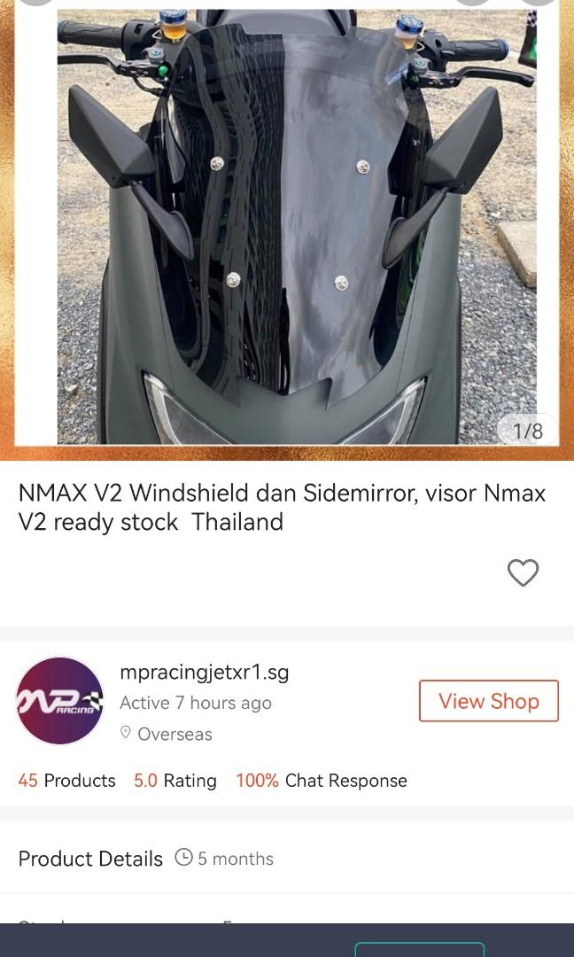 Nmax V2 windshield with side mirrors, Motorcycles, Motorcycle