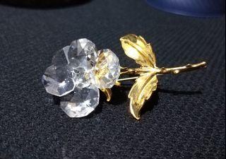 Preciosa Rose Brooch Pin Czech  swarovski crystal with complete packaging