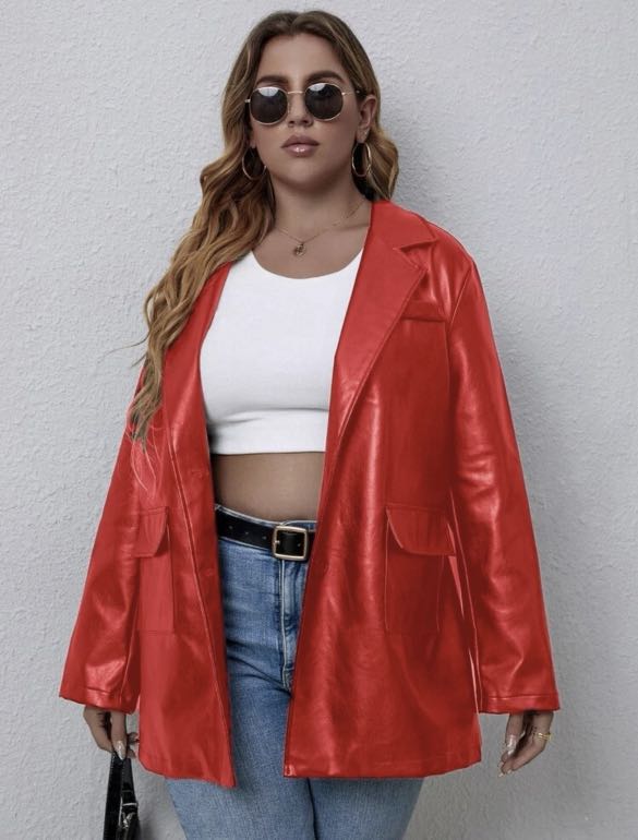 Red leather deals jacket size 20