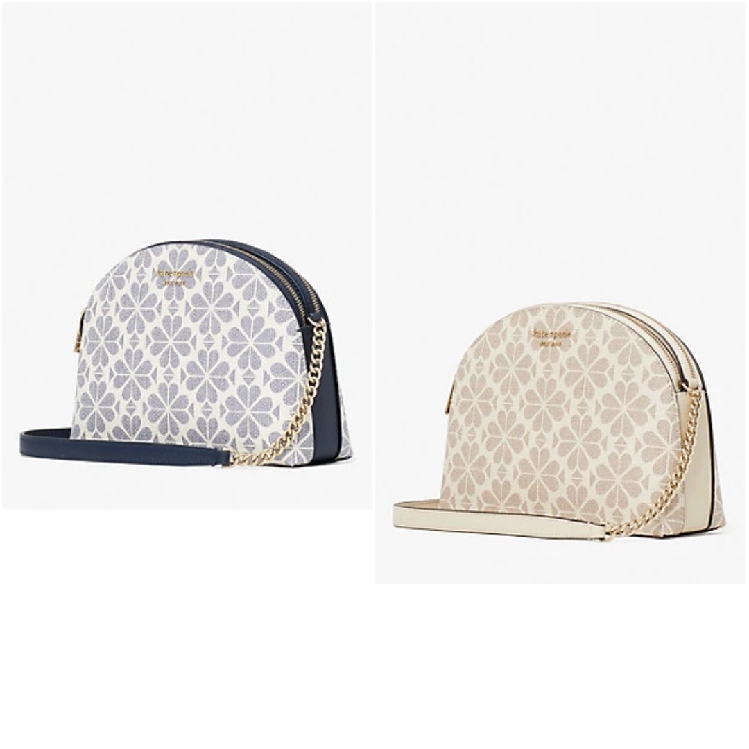 Spade flower coated canvas double zip dome crossbody clearance