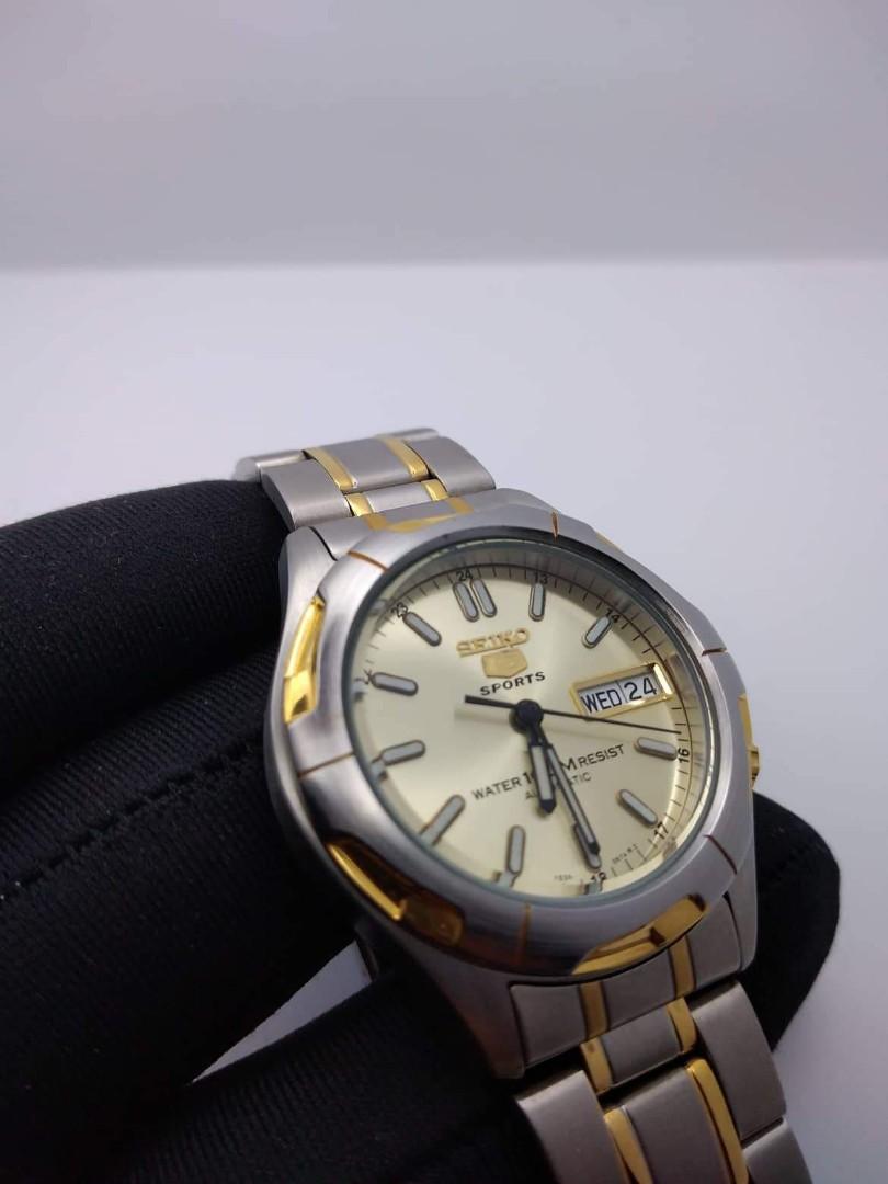 Seiko 5 sports two tone, Men's Fashion, Watches & Accessories, Watches on  Carousell