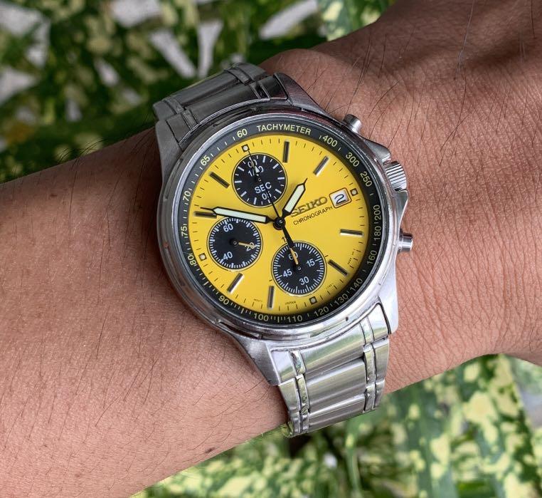 Seiko 7T92-0BA0 Yellow Quartz Chronograph, Men's Fashion, Watches &  Accessories, Watches on Carousell