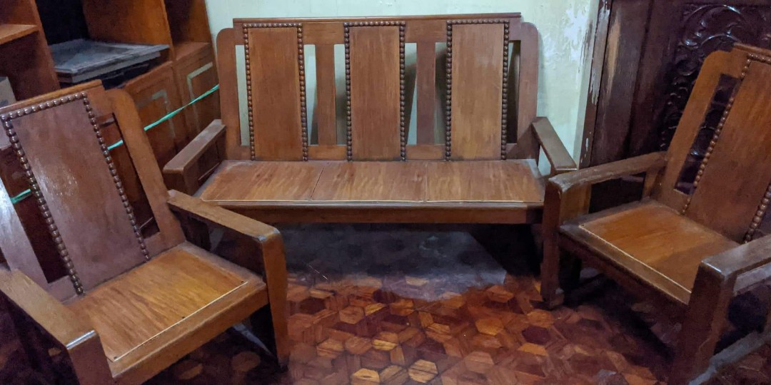 Solid Wood Sofa Set Antique, Furniture & Home Living, Furniture, Sofas On  Carousell