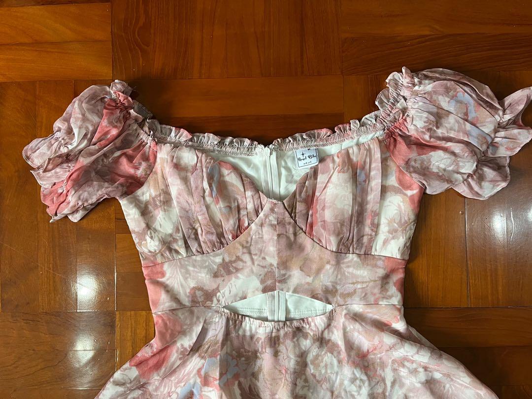 Sundae Muse Pink Floral Cut Out Dress, 女裝, 連身裙& 套裝